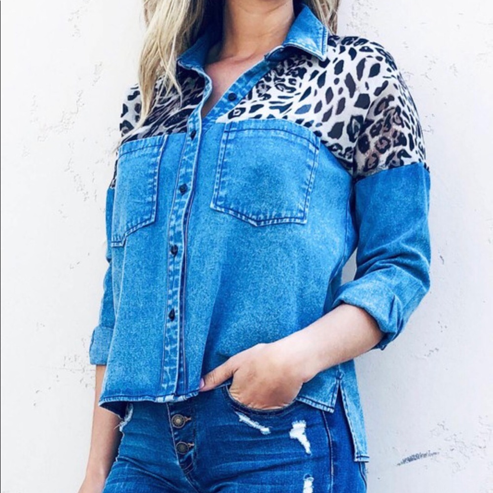 Jena Leopard Denim Top